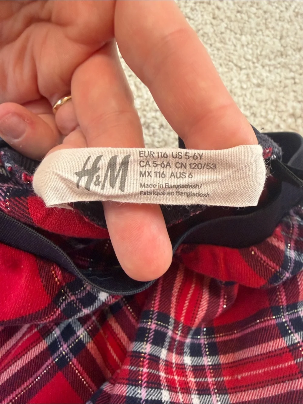 H&M Kids Red Plaid Skater Skirt with Black Waistband